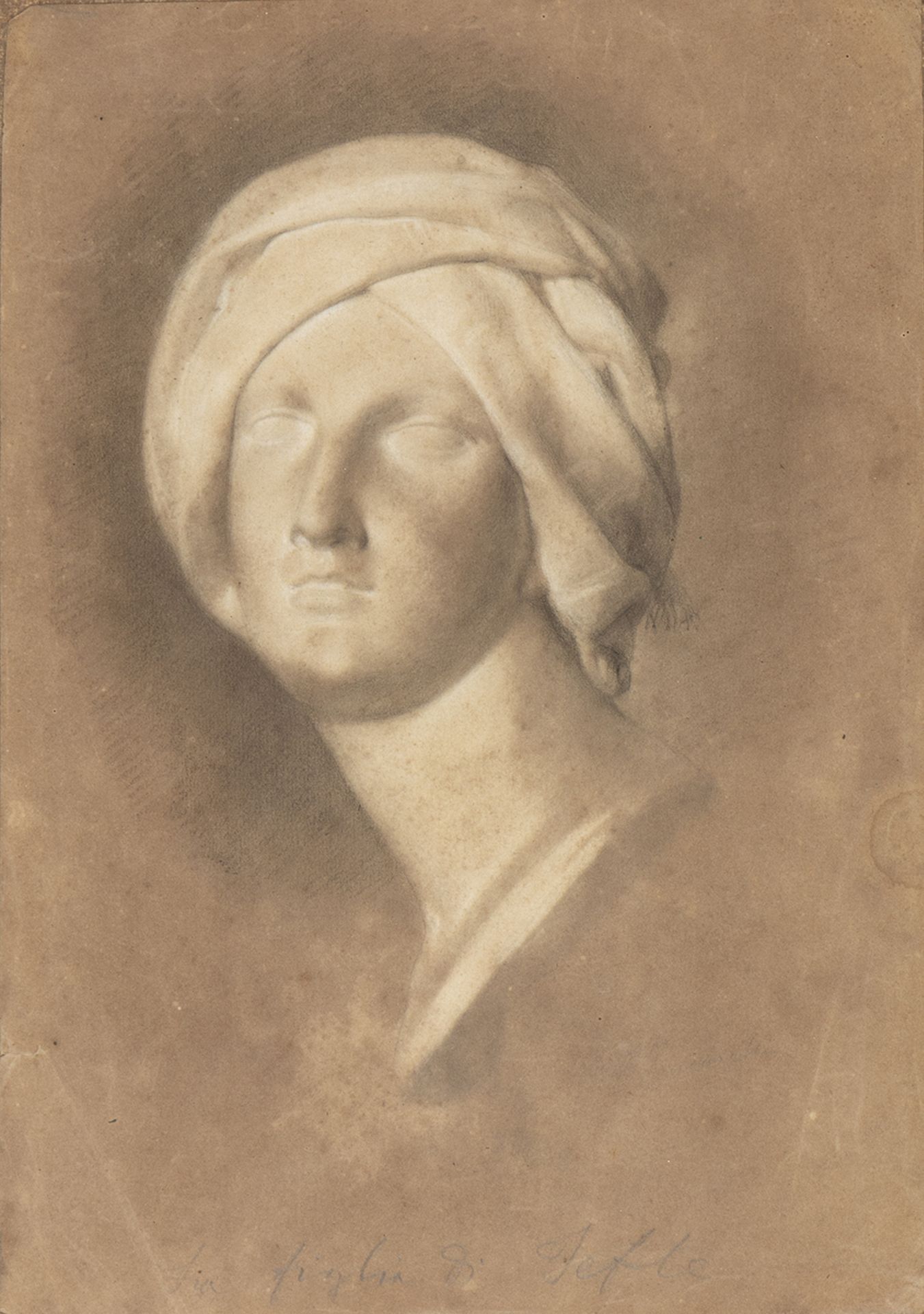 ARTIST 18th / 19th CENTURY - - Monochrome head of woman with turban - Drawing [...]