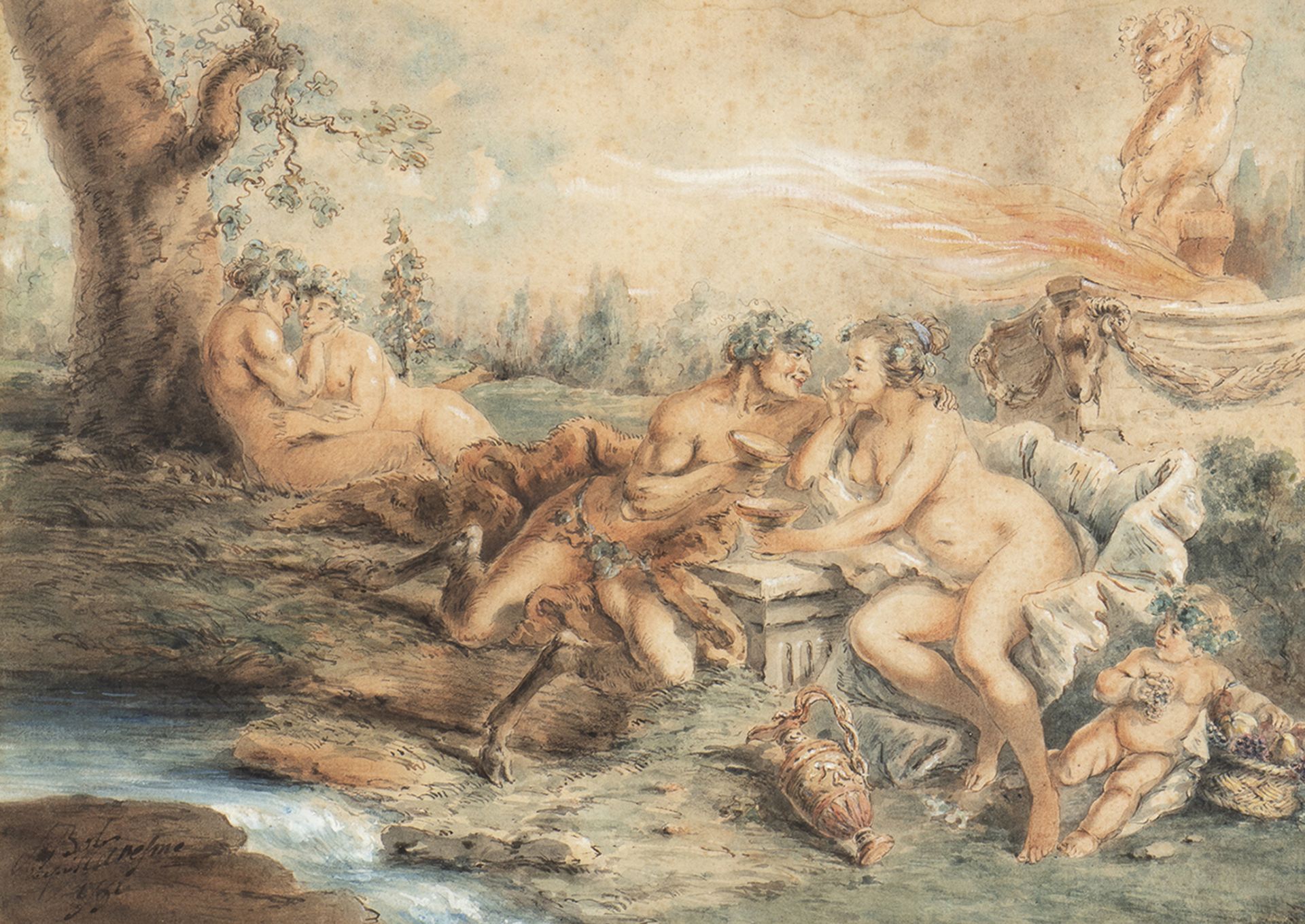 JACQUES-PHILIPPE CARESME (Paris, 1734 - 1796) - - Satyrs with nymphs and putti, [...] - Bild 5 aus 6