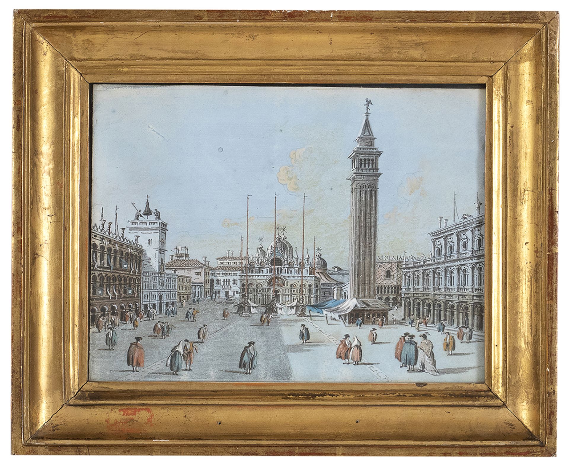 GIACOMO GUARDI (Venice, 1764 - 1835) - - View of piazza San Marco - Tempera on [...] - Bild 3 aus 3