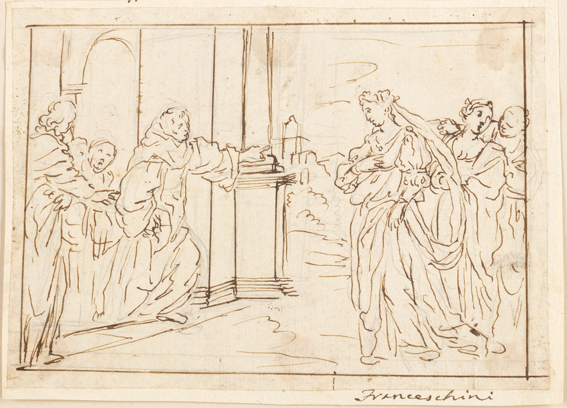 EMILIAN SCHOOL, 18th CENTURY - - Two young women received in a monastery - Pen [...]