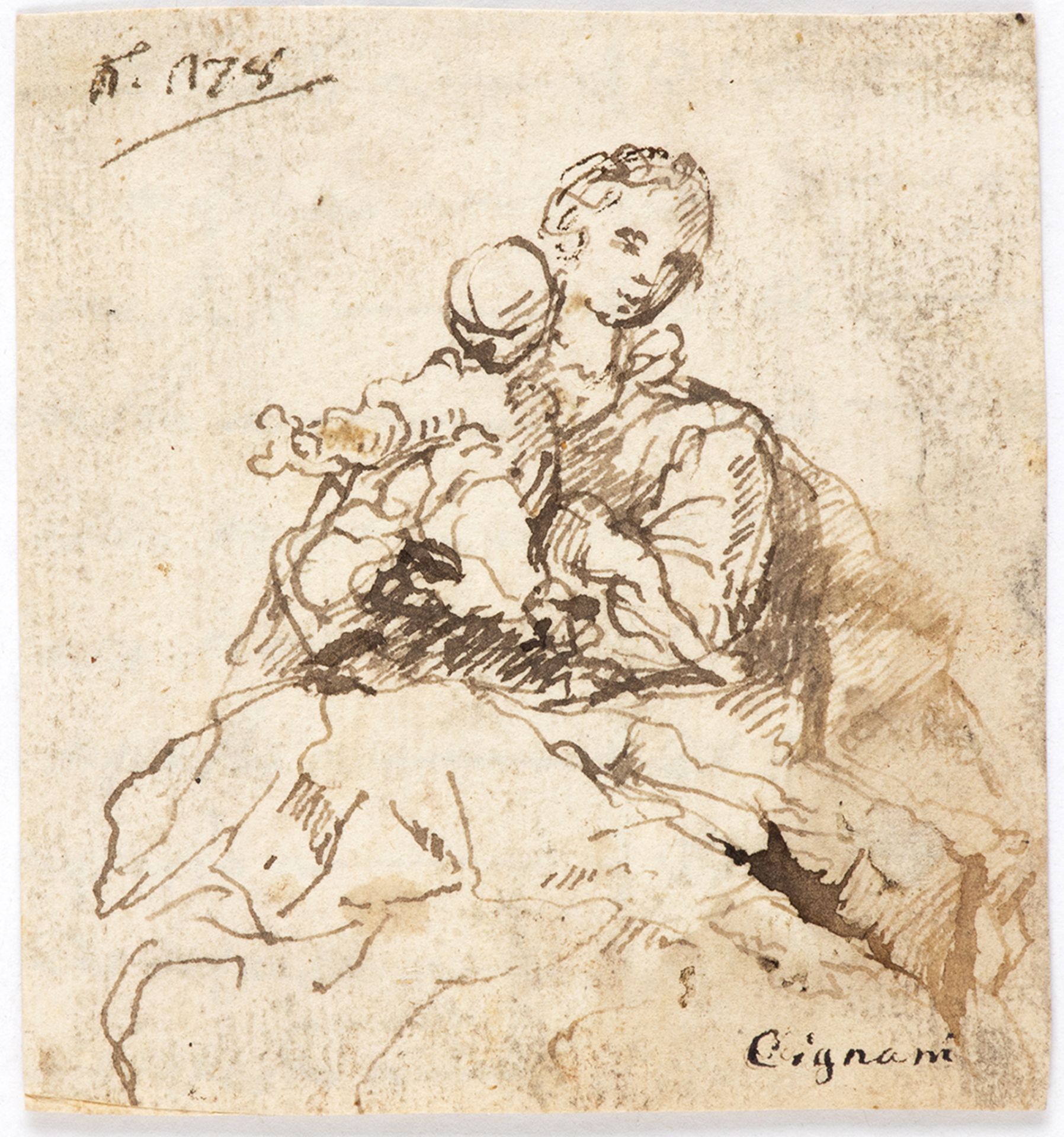 BOLOGNESE SCHOOL, SECOND HALF 17th CENTURY - - Madonna with Child - Ink and pen [...]