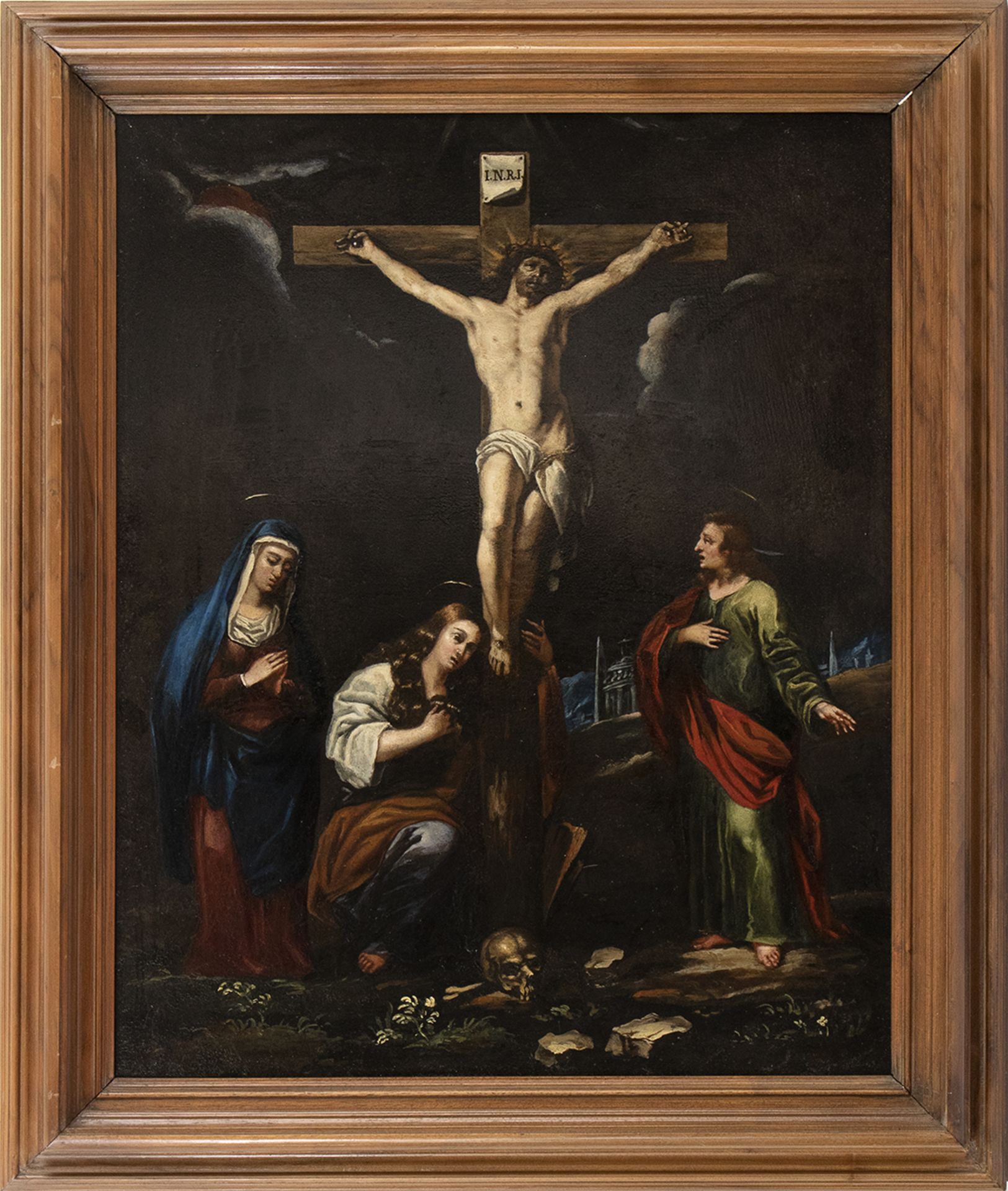 VENETIAN PAINTER, EARLY 17th CENTURY - - Crucifixion with Virgin Mary, Magdalene [...]