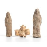 Collection of Three Italic and Roman Terracotta Statuettes, 3rd - 2nd century BC; height max cm