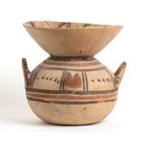 Daunian Olla, ca. 550 - 400 BC; height cm 22,3, diam. cm 23,2; With deep funnel-shaped rim,