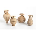 Group of Four Etrusco-Corinthian Aryballoi, 7th - 6th century BC; height max cm 10,5. Provenance: