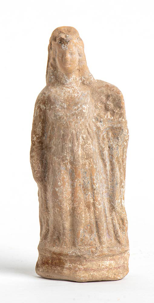 Greek Terracotta Female Statuette, 4th - 2nd century BC; height cm 14,8. Provenance: English private