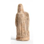 Greek Terracotta Female Statuette, 4th - 2nd century BC; height cm 14,8. Provenance: English private