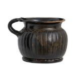 Apulian Black-Glazed Ribbed Cup, 4th - 3rd century BC; height cm 8,5, diam. cm 9; Very elegant and