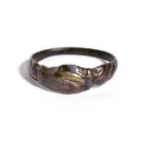 Roman Bronze Marriage Ring with Dextrarum Iunctio, 3rd - 5th century AD; diam cm 1,7. Provenance: