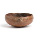 Bowl with Jaguar running around the rim, Ecuador, Bahia Culture, ca. 500 BC - AD 500; height cm 7,