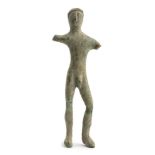 Italic Bronze Statuette of Herakles brandishing a Club, 3rd - 2nd century BC; height cm 8. Untouched