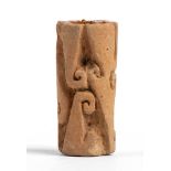 Terracotta cylindrical pintadera, Colombia and Ecuador, Tumaco-La Tolita Culture, ca. 4th century BC