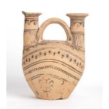 Big Messapian Double Spouted Askos, 4th - 3rd century BC; height cm 27. Provenance: Private