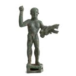 Italic Bronze Statuette of Herakles brandishing a Club, 4th - 3rd century BC; height cm 16; The hero