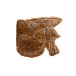 Egyptian Bone or Ivory Wadjet Amulet, Late Period, 664 - 332 BC; length cm 2 x 1,8. Provenance: