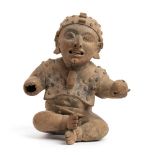 Terracotta Statuette of a Dignitary, Ecuador, Jama-Coaque Culture, ca. 6th - 12th century AD; height