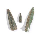 Group of Three Greek Bronze Arrowheads, 5th - 3rd century BC; height max cm 6,2 - min cm 2,5.