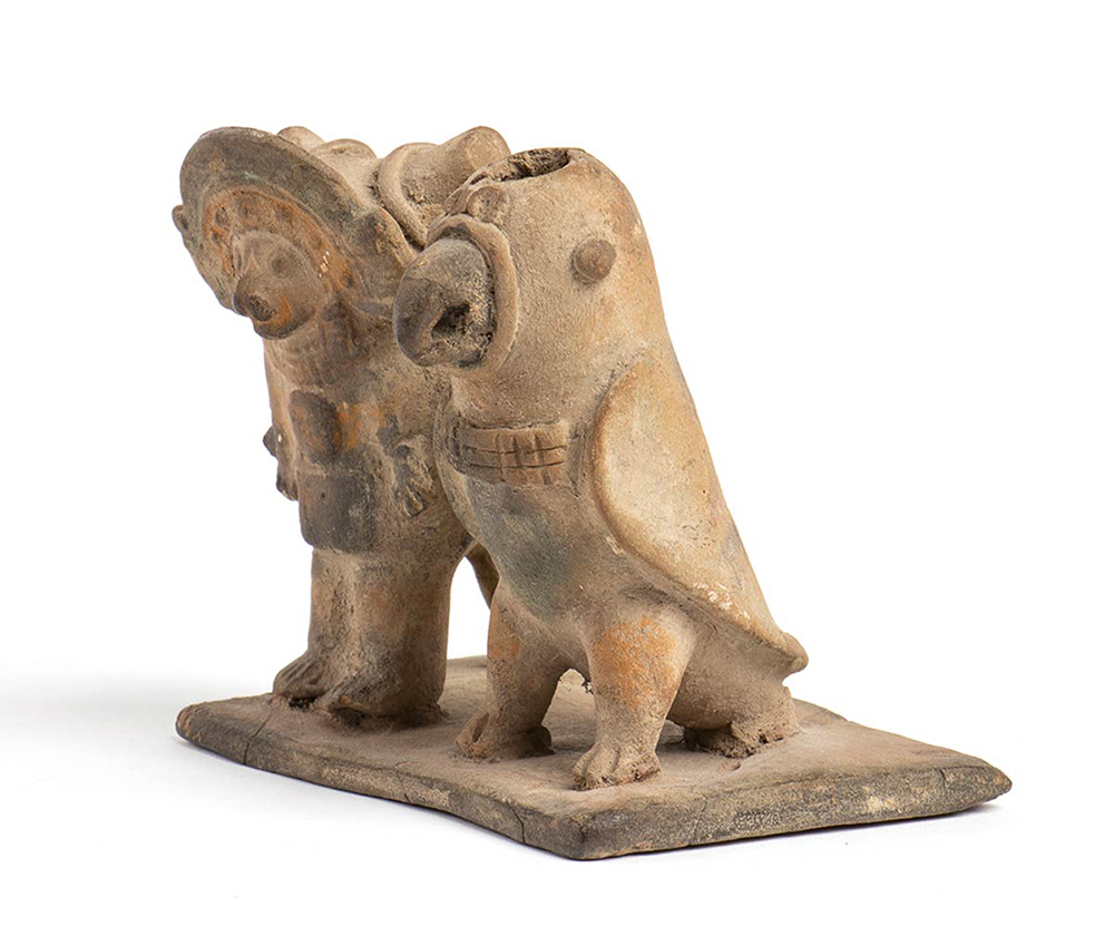 Terracotta Sciaman and Parrot, Ecuador, Jama-Coaque Culture, ca. 6th - 12th century AD; height max - Image 2 of 4