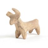 Iranian Amlash Culture Terracotta Bull, 9th - 8th century BC; height cm 6, length cm 9; One horn