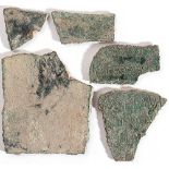 Group of Five Pieces of a Roman Military Diploma, 4th century AD; height max cm 6 - min cm 2,8,