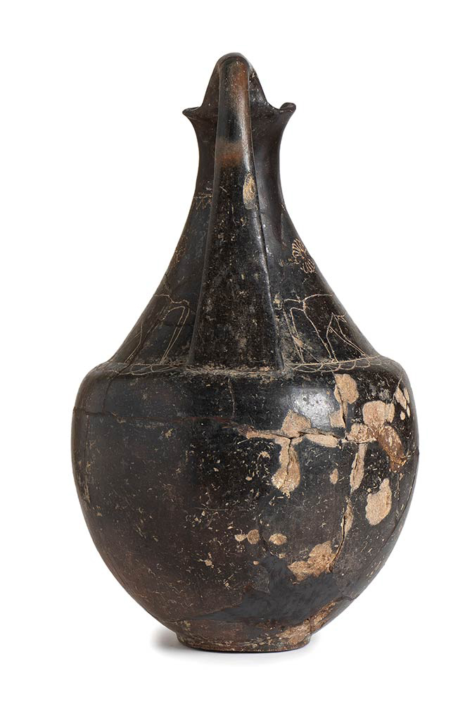 Faliscan Oinochoe with Incised Decoration, 7th century BC; height cm 27; Incised decoration consists - Image 3 of 4