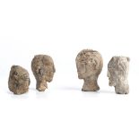 Group of Four Rare Roman Lead Toys, Boxers Portraits; 1st - 3rd century AD; height max cm 4,2- min