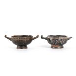 Couple of Apulian Cup-Skyphoi in Gnathia Style, 4th century BC; height cm 6,5, diam. cm 10,5;