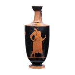 Attic Red-Figure Lekythos, Manner of the Sabouroff Painter, ca. 470 - 440 BC; height cm 17; Young