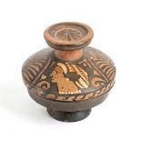 Apulian Red-Figure Lekanis with Lid, 4th century BC; height cm 9, diam. cm 8,8. Provenance: