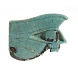 Egyptian Faience Wadjet Big Amulet, New Kingdom, Dynasty XVIII-XX, 1550 - 1070 BC; length cm 6,