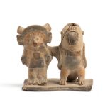 Terracotta Sciaman and Parrot, Ecuador, Jama-Coaque Culture, ca. 6th - 12th century AD; height max