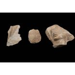 Group of Three Roman Marble Fragments of Statues; 1st century BC - 1st century AD; height max cm 15,