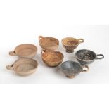 Group of Seven Daunian and Apulian Handled Bowls, 5th - 3rd century BC; height max cm 9,7 - min cm