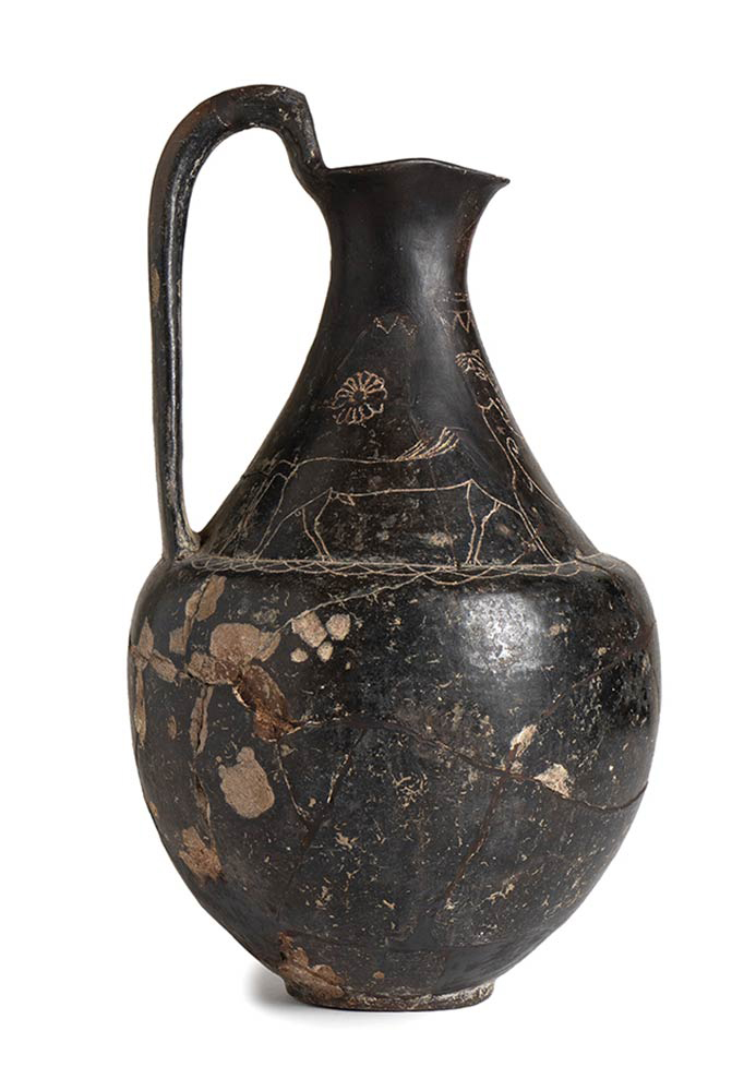 Faliscan Oinochoe with Incised Decoration, 7th century BC; height cm 27; Incised decoration consists - Image 4 of 4