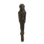 Etruscan Bronze Kouros, 6th century BC; height cm 11; A solid-cast of archaic taste, with defined