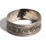 Reinassance Silver Ring with Inscription, 15th - 16th century; diam cm 2. Provenance: English