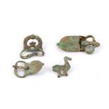 Group of Four Lombards Bronze Belt-Buckles, 6th - 8th century AD; length cm 6,5/3. Provenance: