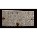 Roman Marble Gravestone of Lucreatia Hospita, 2nd - 3rd century AD; height cm 20; length cm 42; wide