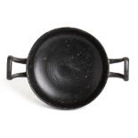 Apulian Black-Glazed Kylix, 4th - 3rd century BC; height cm 6, diam. cm 12. Provenance: English