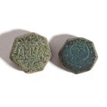 Couple of Byzantine Bronze Weights, 8th - 11th century AD; length max cm 1,5 - min cm 1. Provenance: