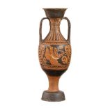 Apulian Red-Figure Panathenaic Amphora, Mid 4th century BC; height cm 37, diam. cm 10; The main