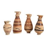 Collection of Four Etrusco-Corinthian Aryballoi, 7th century BC; height max cm 11,5; Very fine