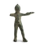 Italic Bronze Statuette of Herakles brandishing a Club, 3rd - 2nd century BC; height cm 5,5.