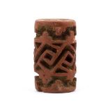 Terracotta cylindrical pintadera, Colombia and Ecuador, Tumaco-La Tolita Culture, ca. 4th century BC