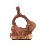 Female stirrup-spouted bottle, Peru, Moche Culture, ca. 4th - 6th century AD; height cm 24,5.