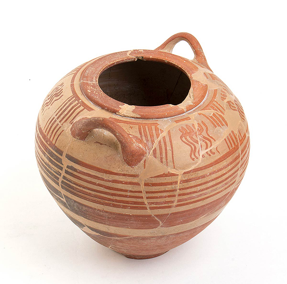 Italo-Geometric Olla, 8th - 7th century BC; height cm 20,4, diam. cm 12,5. Restored. Provenance: - Image 2 of 2