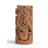 Terracotta cylindrical pintadera, Colombia and Ecuador, Tumaco-La Tolita Culture, ca. 4th century BC