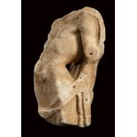 Roman Marble Herm with a Sleeping Satyr, 1st - 2nd century AD; height cm 32 (cm 33,5 with Iron