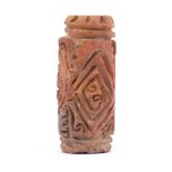 Terracotta cylindrical pintadera, Colombia and Ecuador, Tumaco-La Tolita Culture, ca. 4th century BC