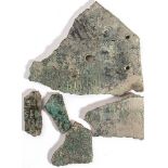 Group of Five Pieces of a Roman Military Diploma, 4th century AD; height max cm 9 - min cm 3,8,